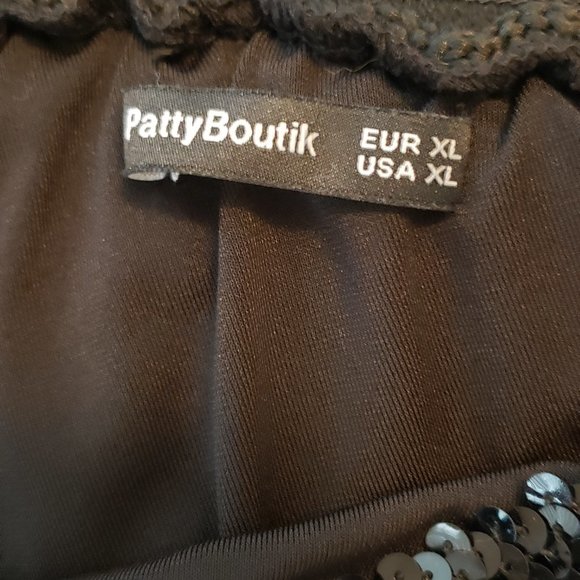 PATTYBOUTIK Womens Sequin, One Shoulder Fringe Top, Black, X-Large - Picture 4 of 5